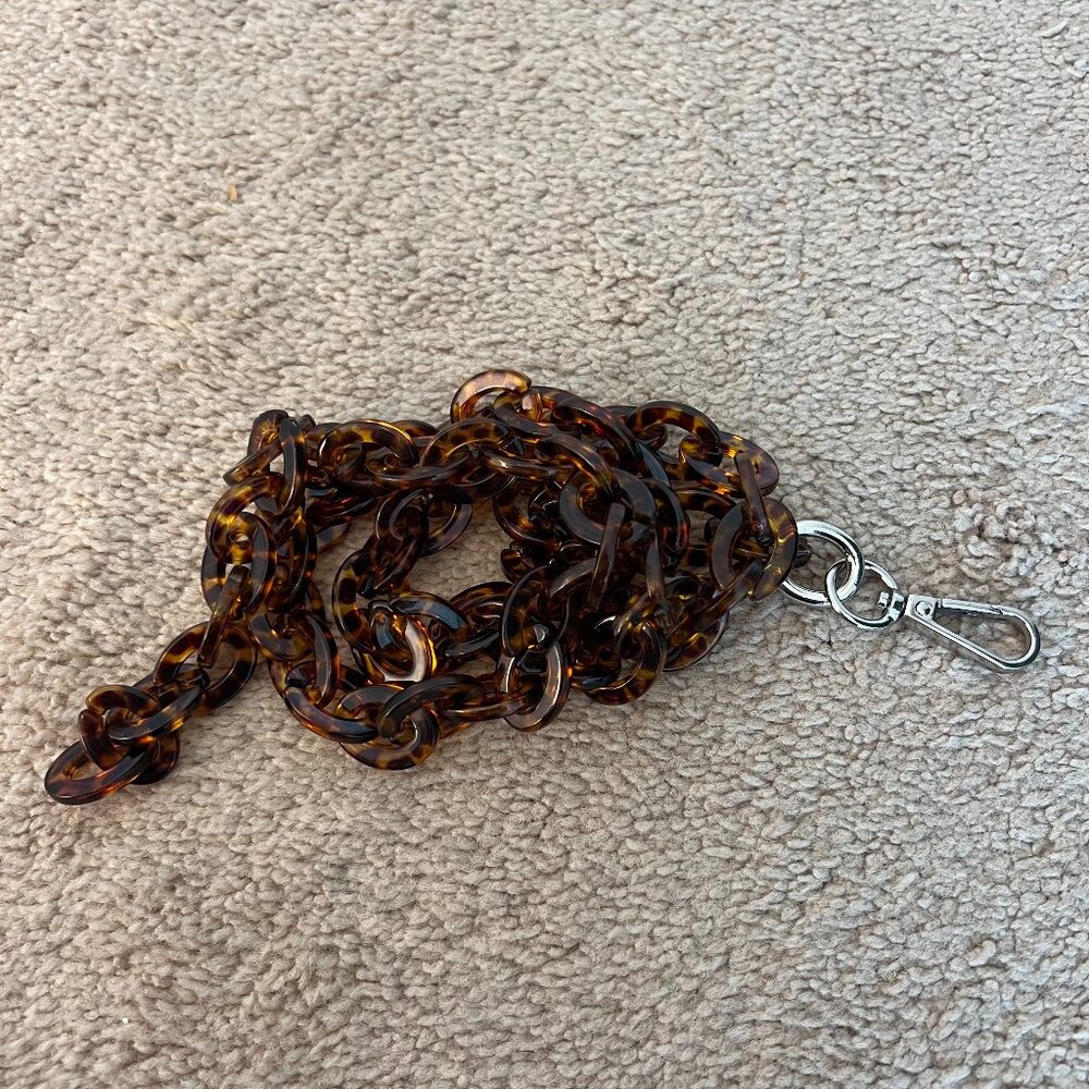 Tortoiseshell Chain Belt with Silver Hardware